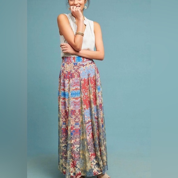 Hemant & Nandita Mixed Floral Print Skirt Small - Picture 2 of 8